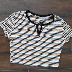 Striped  ribbed sparkle crop top Small